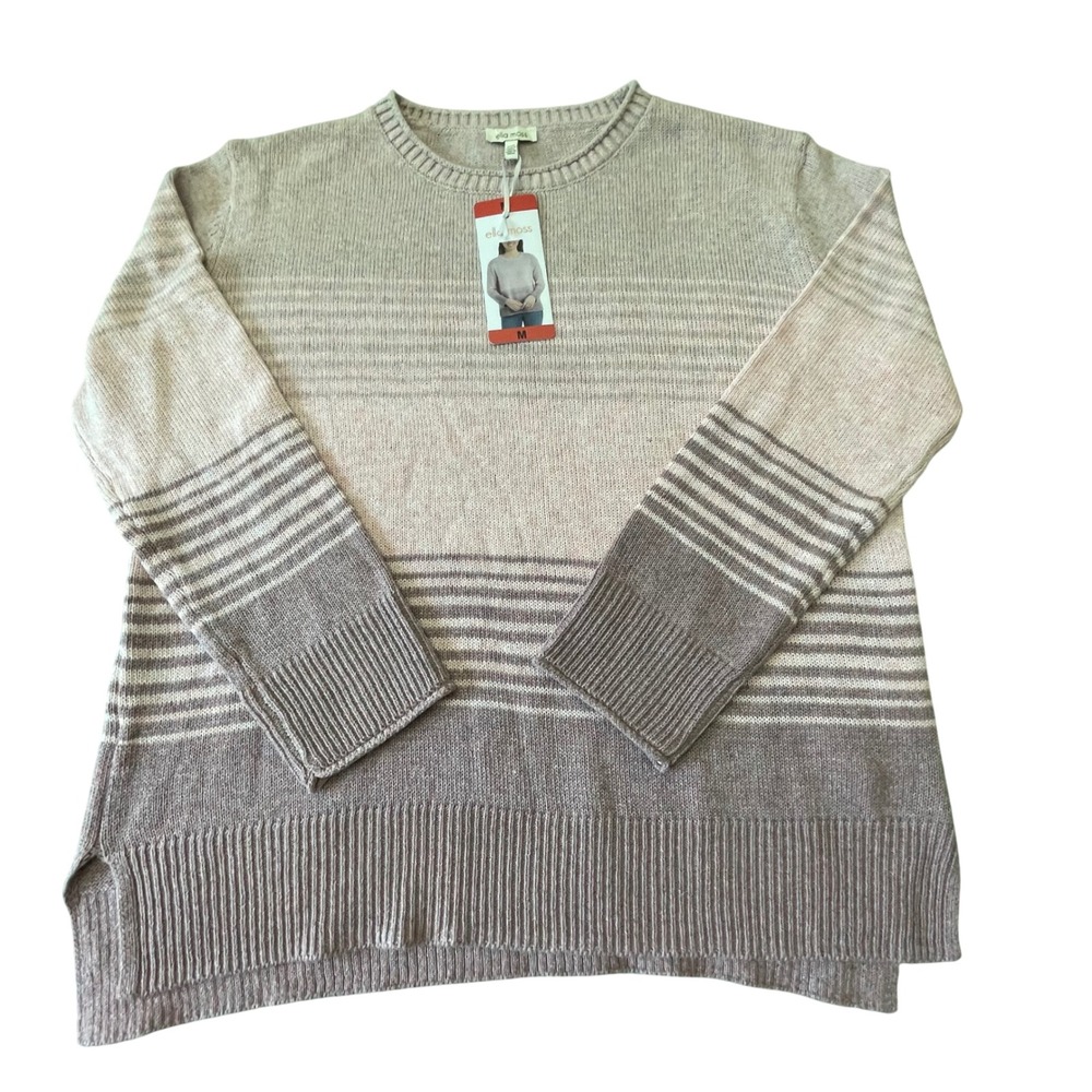 Ella Moss Womens‎ Medium M Striped Sweater Crew Neck Long Sleeve Pink